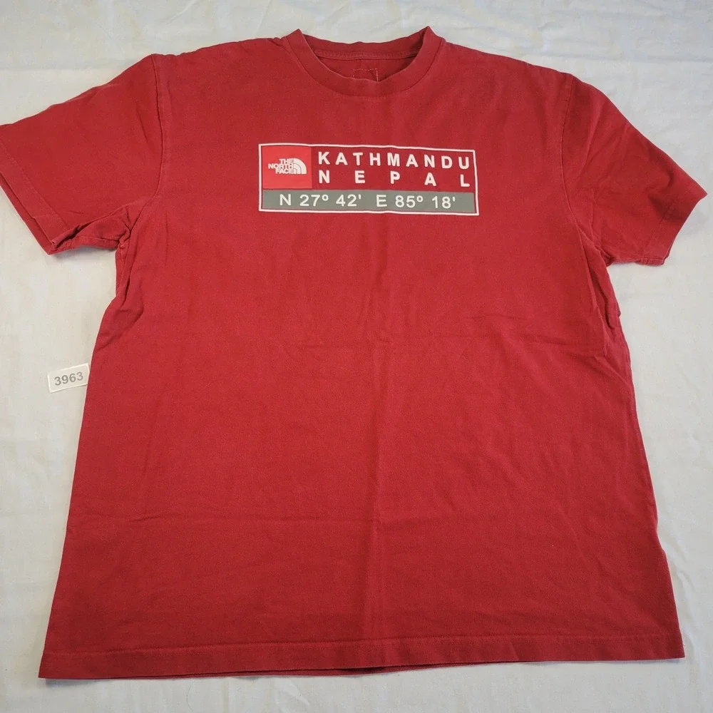 The North Face Kathmandu Nepal Graphic T Shirt Red Mens Size Large